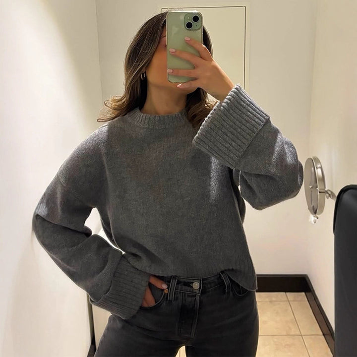 Damen bekväm, oversized stickad tröja Eva Jonsson-Eva Jonsson