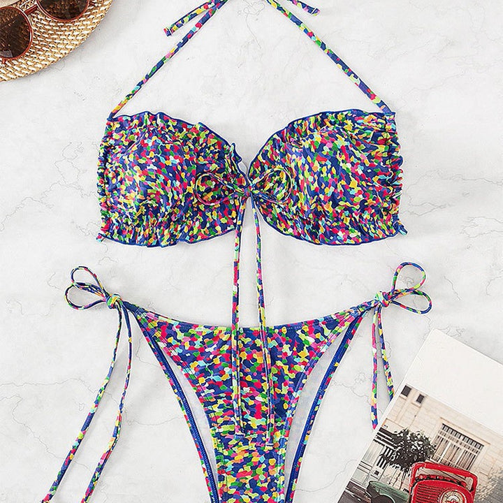 Damen bikini-set med justerbara remmar och hög benöppning Mirla-Eva Jonsson