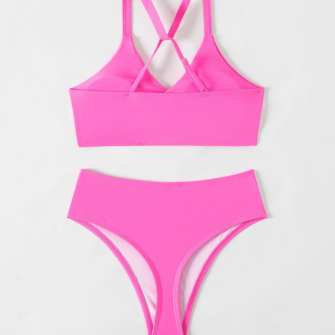 Damen bikini-set med stilig sportöverdel och högskuren trosor Mirla-Eva Jonsson