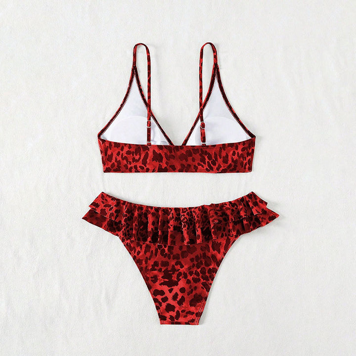 Damen bikinitset med raffinerad volang och snyggt gulddetalj Mirla-Eva Jonsson
