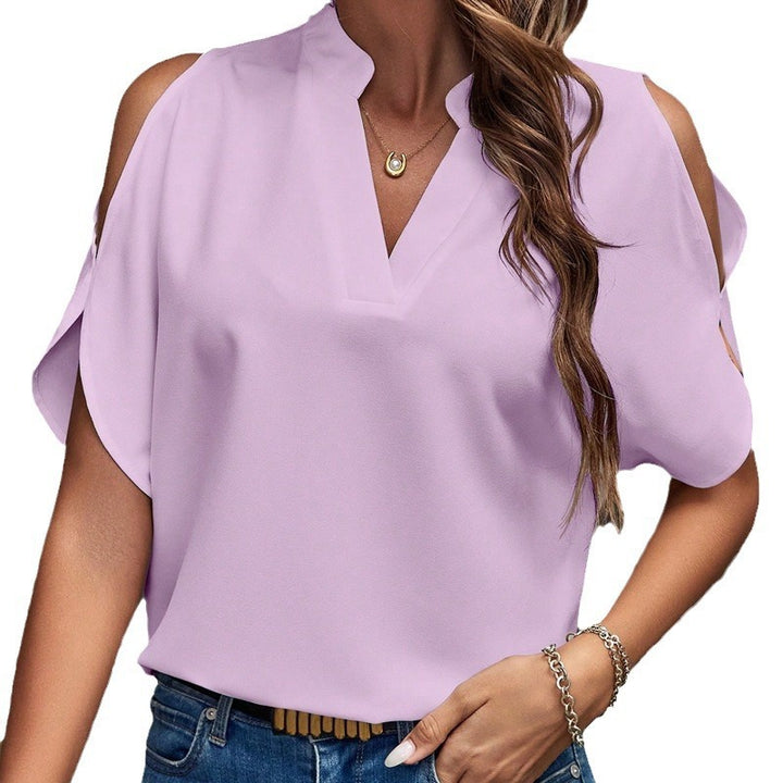 Damen blus med öppna axlar och elegant ståkrage Mirla-Eva Jonsson
