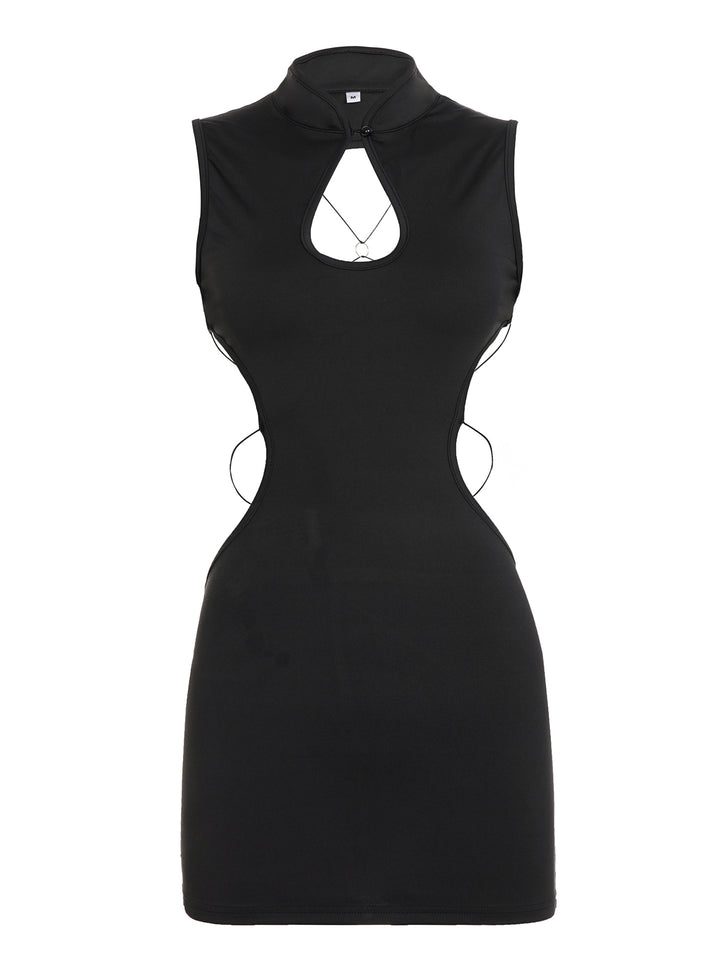 Damen bodycon klänning med modernt cut-out-design och snygg ståkrage Mirla-Eva Jonsson