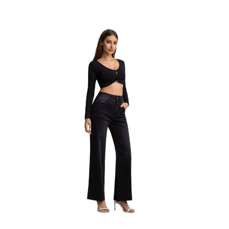 Damen breda högmidjade jeans med klassisk skärning och modern touch Mirla-Eva Jonsson