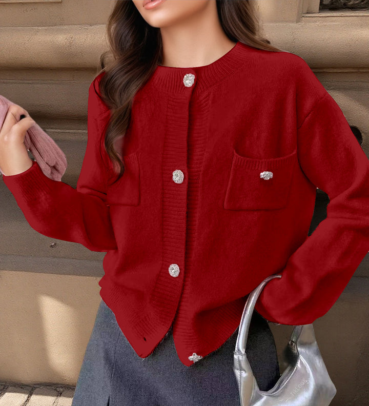 Damen cardigan med eleganta knapppdetaljer och praktiska fickor Mirla-Eva Jonsson
