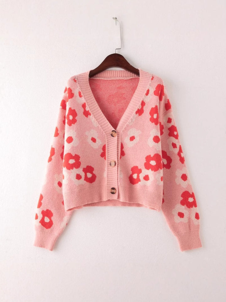 Damen cardigan mit floralem Muster und Knopfdetails Mirla-Eva Jonsson