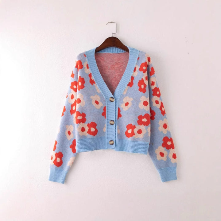 Damen cardigan mit floralem Muster und Knopfdetails Mirla-Eva Jonsson