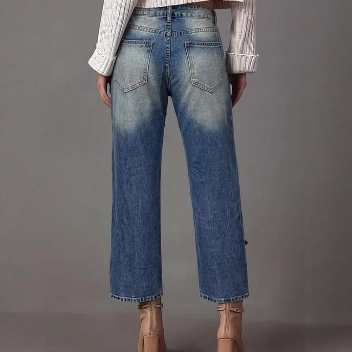 Damen casual Destroyed jeans med vid ben och trendiga slitdetaljer Mirla-Eva Jonsson