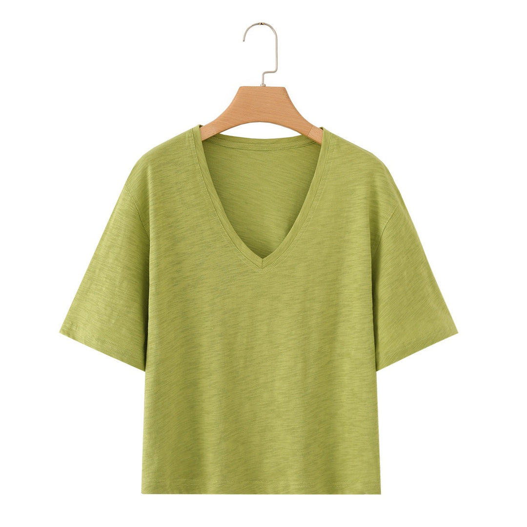 Damen casual T-shirt med V-hals och luftig passform Mirla-Eva Jonsson