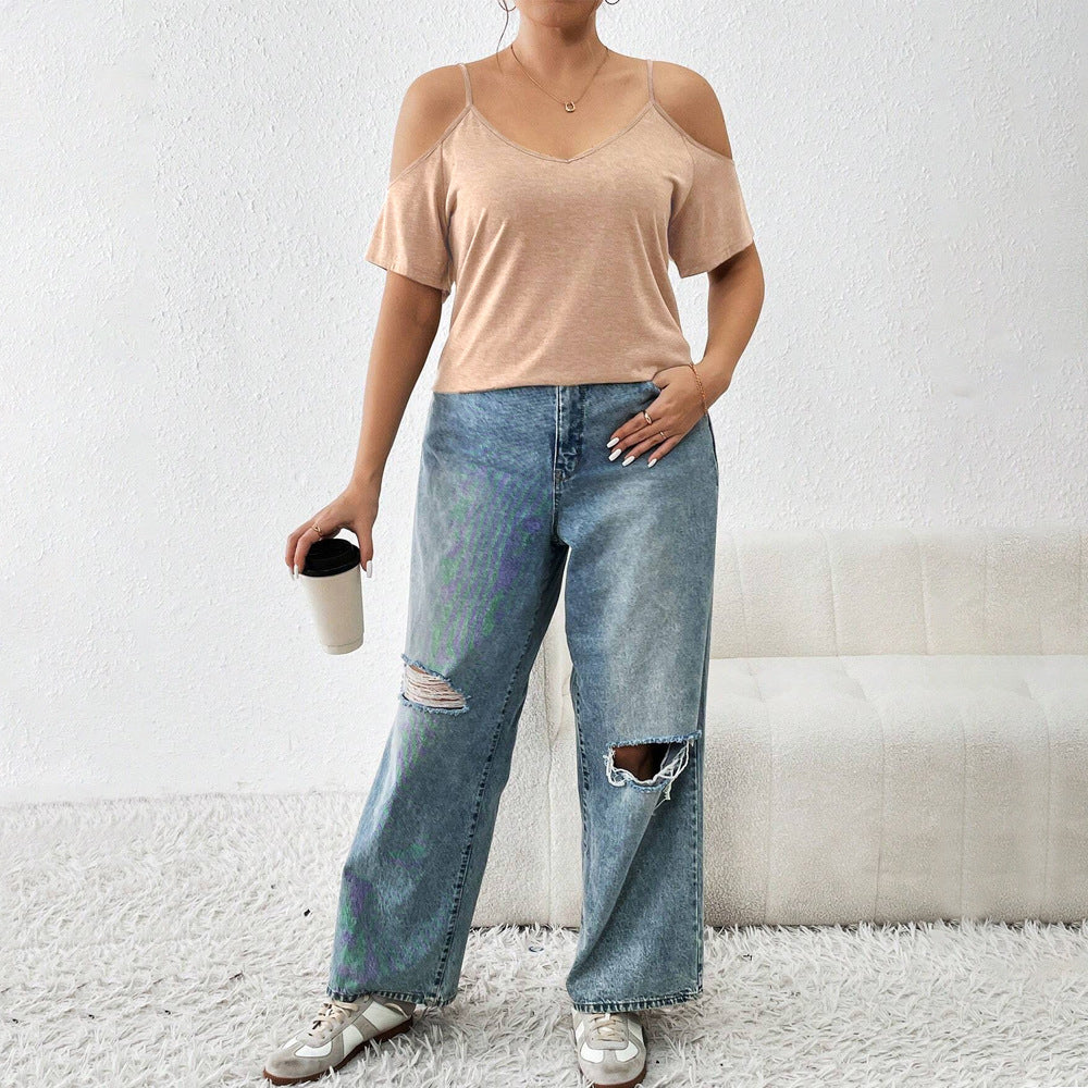 Damen casual T-shirt mit Cut-Out-ärmar Mirla-Eva Jonsson