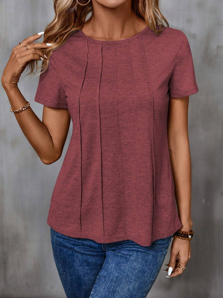 Damen casual T-shirt mit strukturiertem Design und seitlichen Falten Mirla-Eva Jonsson