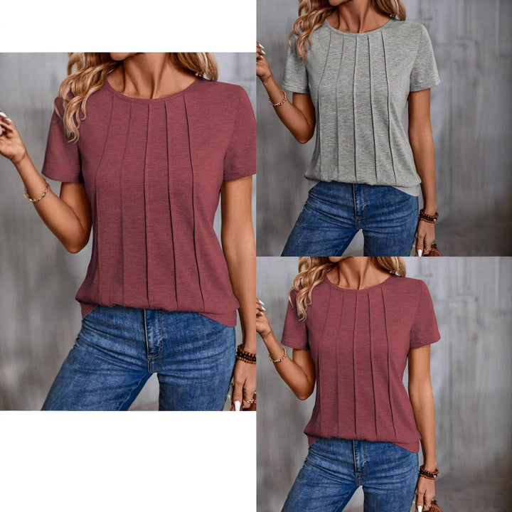 Damen casual T-shirt mit strukturiertem Design und seitlichen Falten Mirla-Eva Jonsson