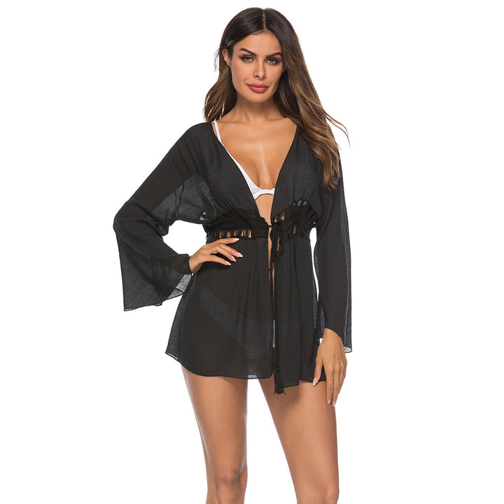 Damen casual beach cover-up jacket with fringed details Mirla-Eva Jonsson