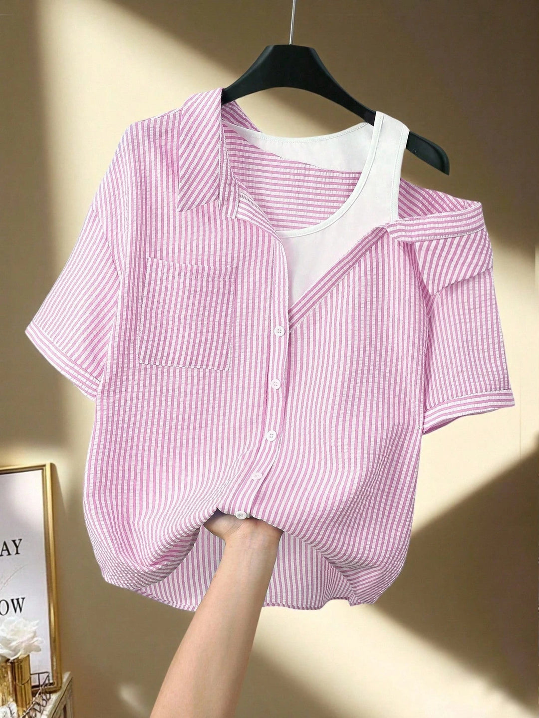 Damen casual blouse with fashionable cut and asymmetrical design Mirla-Eva Jonsson
