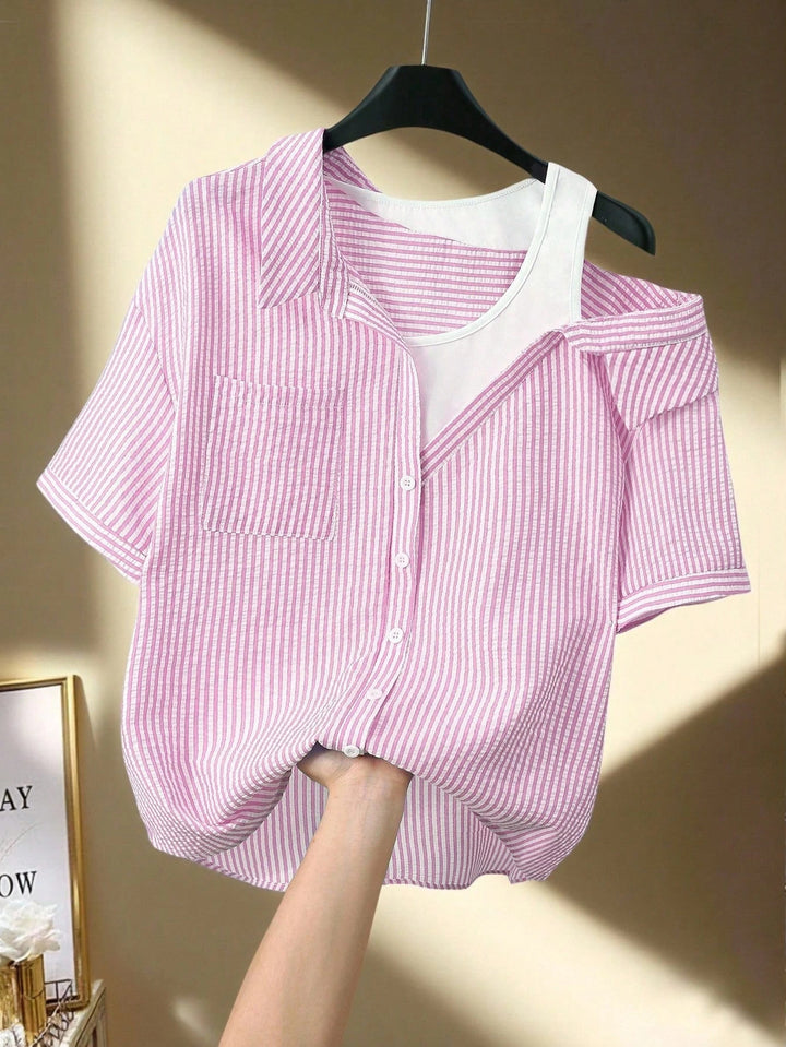 Damen casual blouse with fashionable cut and asymmetrical design Mirla-Eva Jonsson