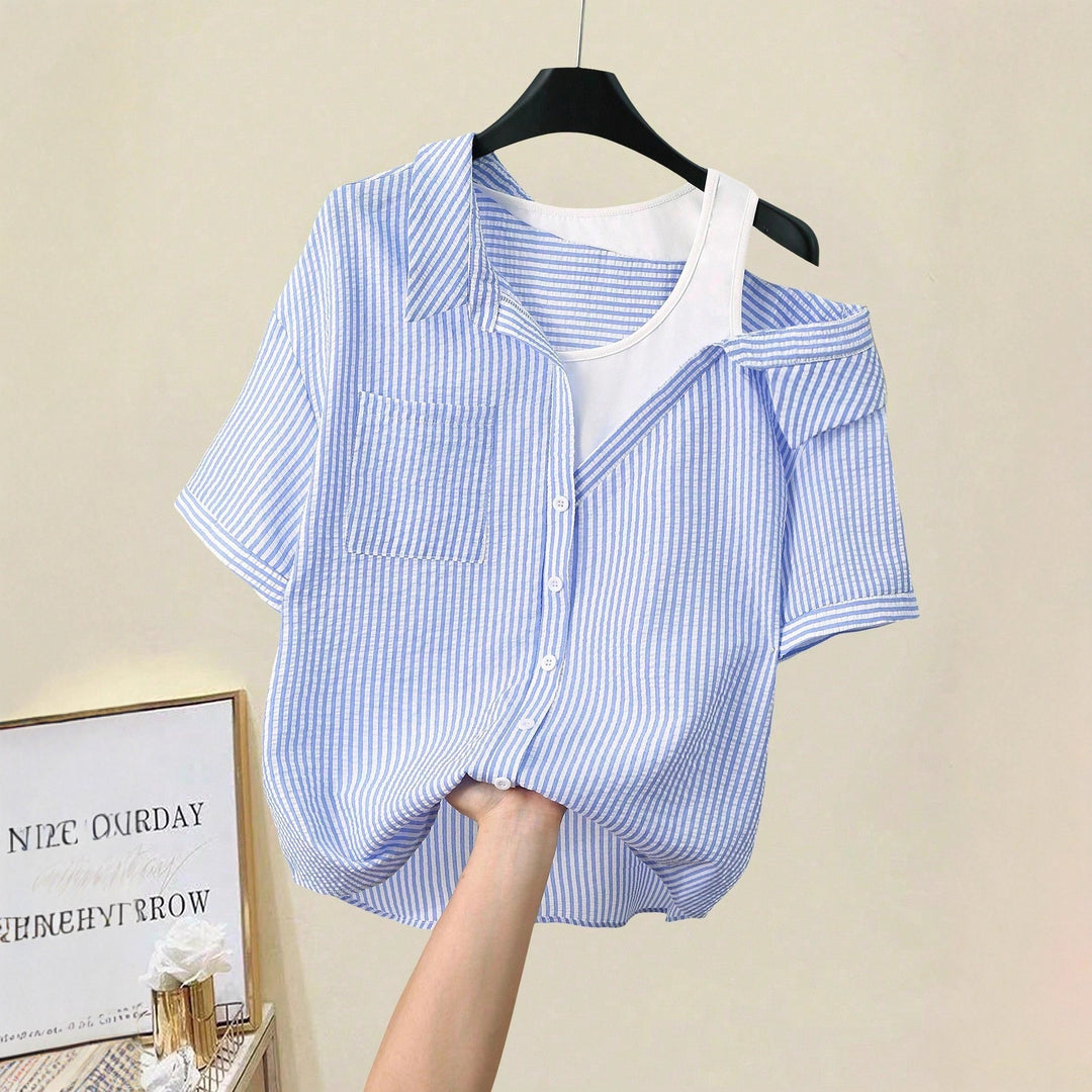 Damen casual blouse with fashionable cut and asymmetrical design Mirla-Eva Jonsson