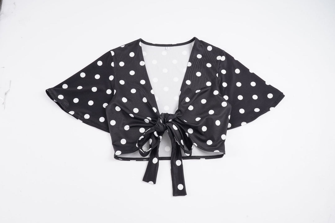 Damen casual blouse with large dots and tie belt Mirla-Eva Jonsson