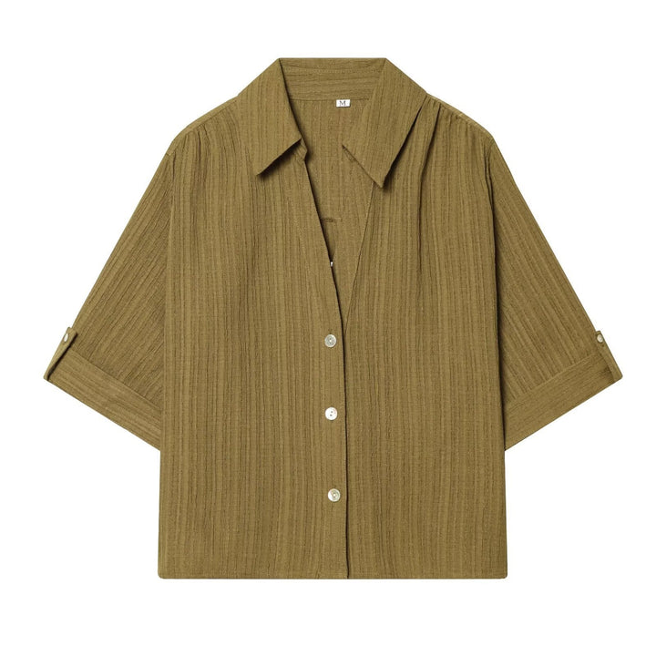 Damen casual blouse with textured fabric and dropped shoulders Mirla-Eva Jonsson