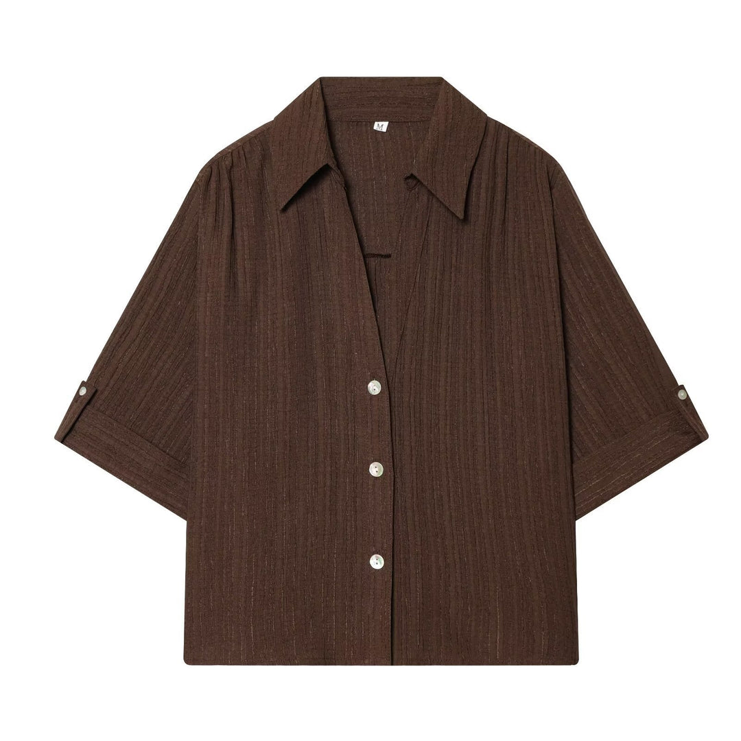 Damen casual blouse with textured fabric and dropped shoulders Mirla-Eva Jonsson