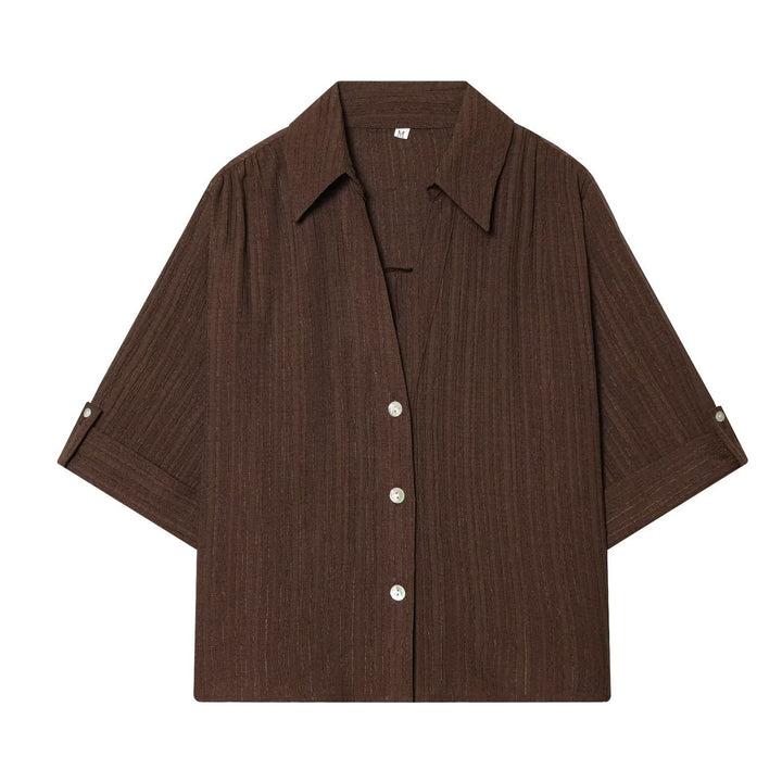 Damen casual blouse with textured fabric and dropped shoulders Mirla-Eva Jonsson