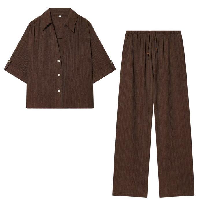 Damen casual blouse with textured fabric and dropped shoulders Mirla-Eva Jonsson