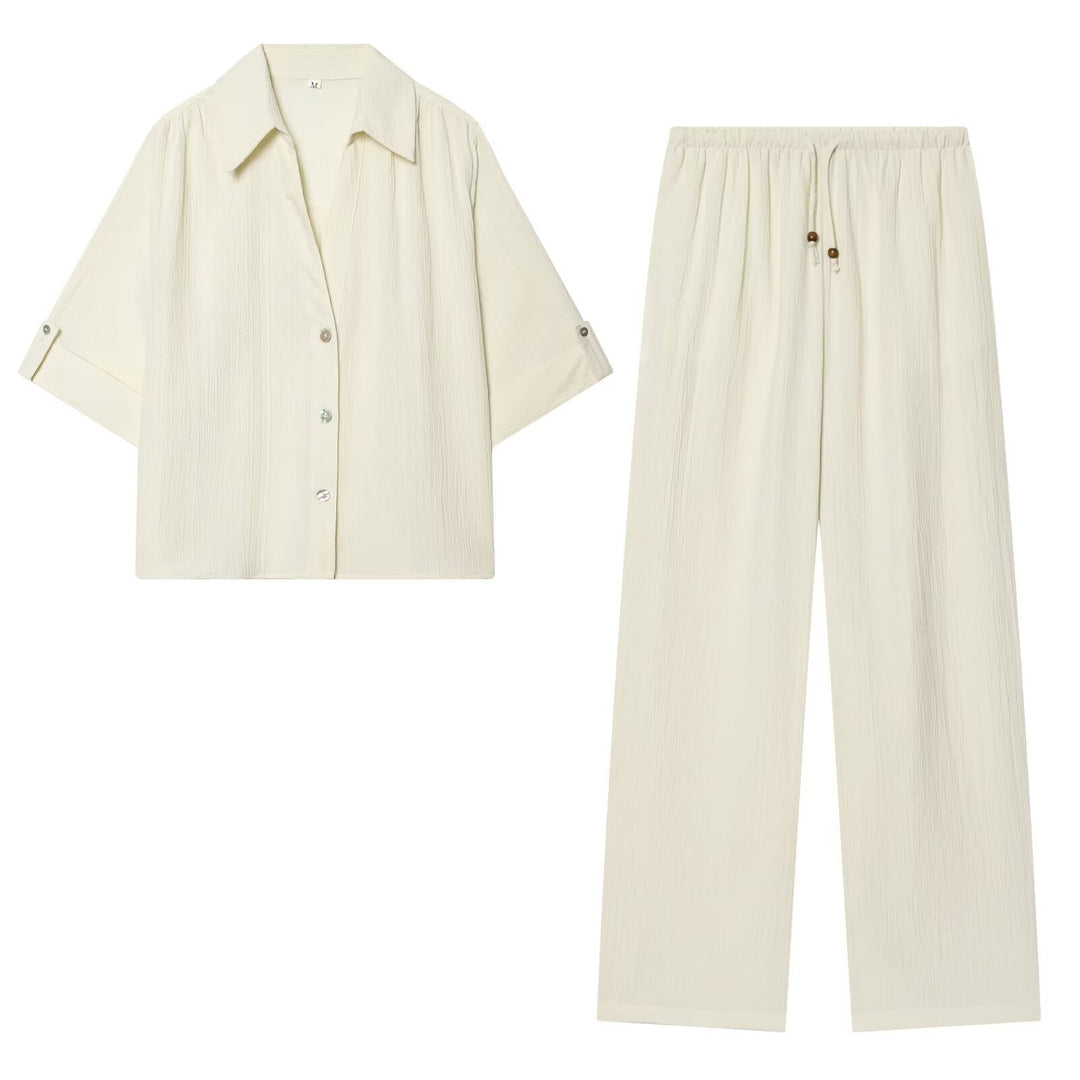 Damen casual blouse with textured fabric and dropped shoulders Mirla-Eva Jonsson