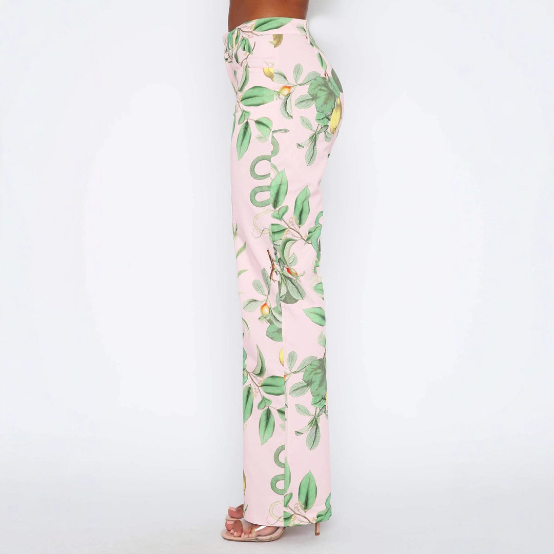 Damen casual cargo pants with fresh botanical print Mirla-Eva Jonsson