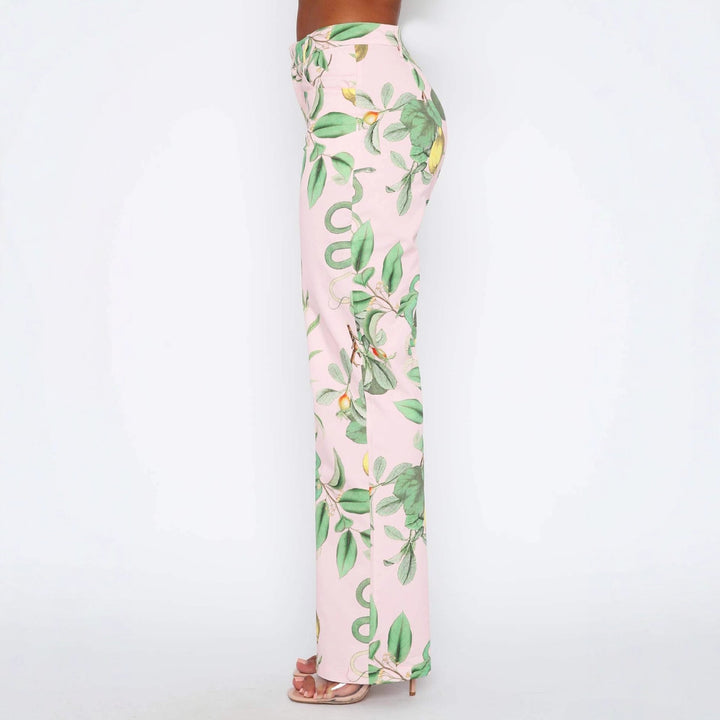 Damen casual cargo pants with fresh botanical print Mirla-Eva Jonsson