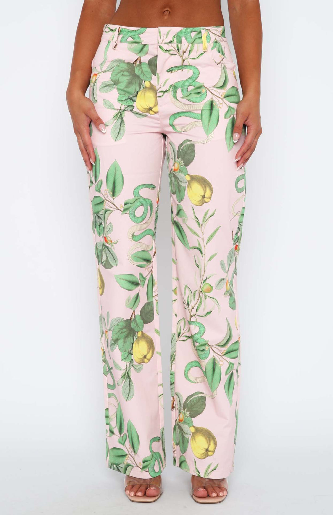 Damen casual cargo pants with fresh botanical print Mirla-Eva Jonsson