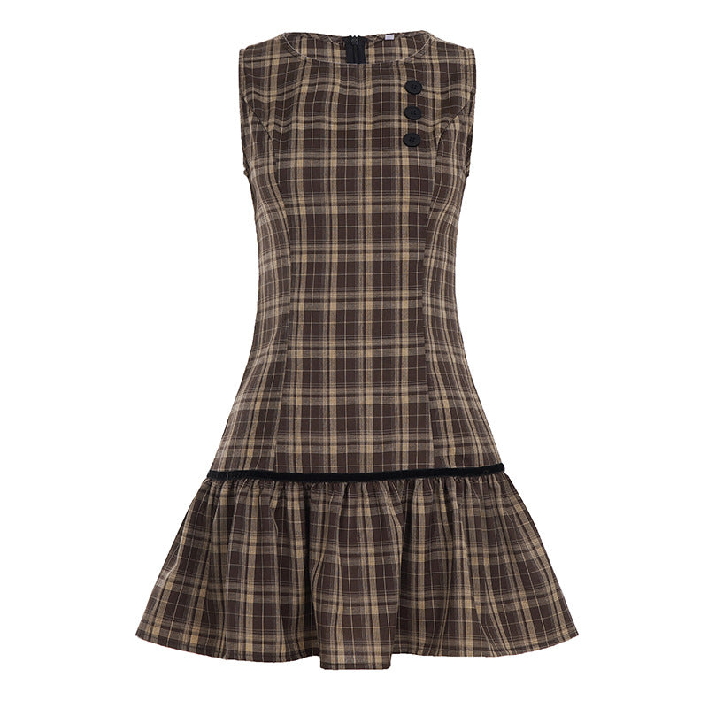 Damen casual checkered summer dress with ruffle hem Mirla-Eva Jonsson