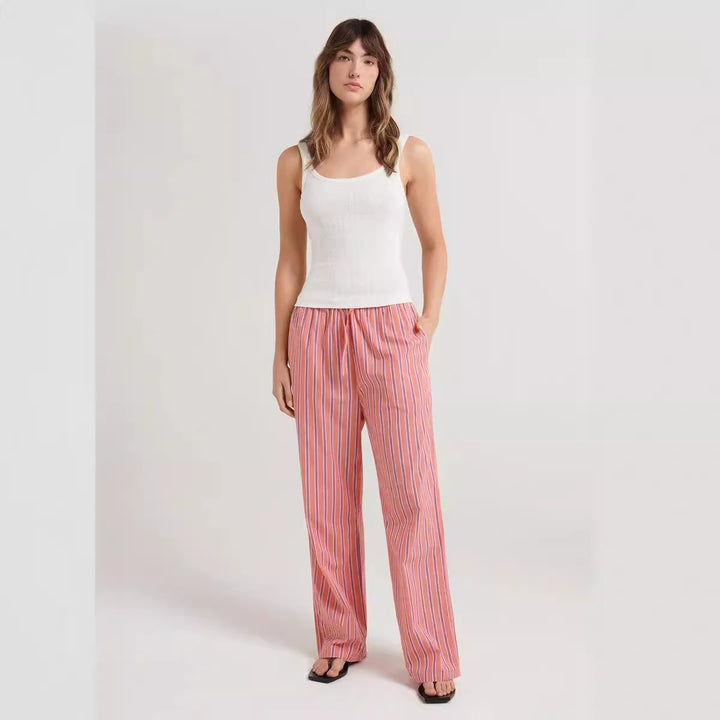 Damen casual comfortable sleep pants made of lightweight cotton fabric with elegant stripes Mirla-Eva Jonsson