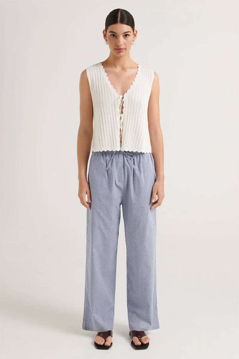 Damen casual comfortable sleep pants made of lightweight cotton fabric with elegant stripes Mirla-Eva Jonsson