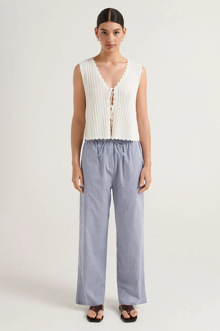 Damen casual comfortable sleep pants made of lightweight cotton fabric with elegant stripes Mirla-Eva Jonsson