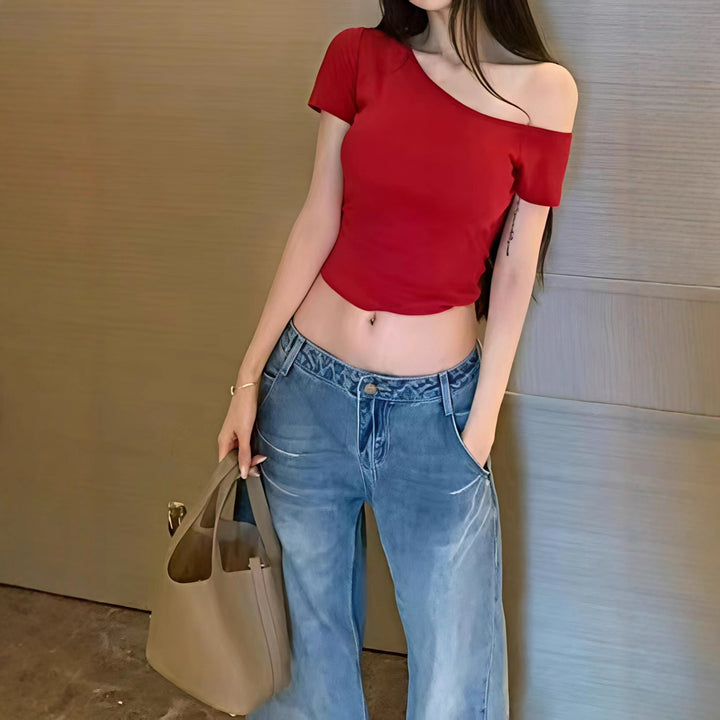 Damen casual crop top in off-shoulder style Mirla-Eva Jonsson