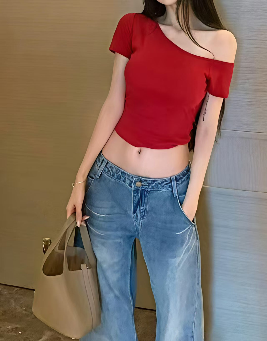 Damen casual crop top in off-shoulder style Mirla-Eva Jonsson