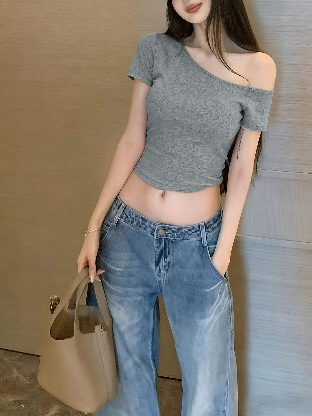 Damen casual crop top in off-shoulder style Mirla-Eva Jonsson