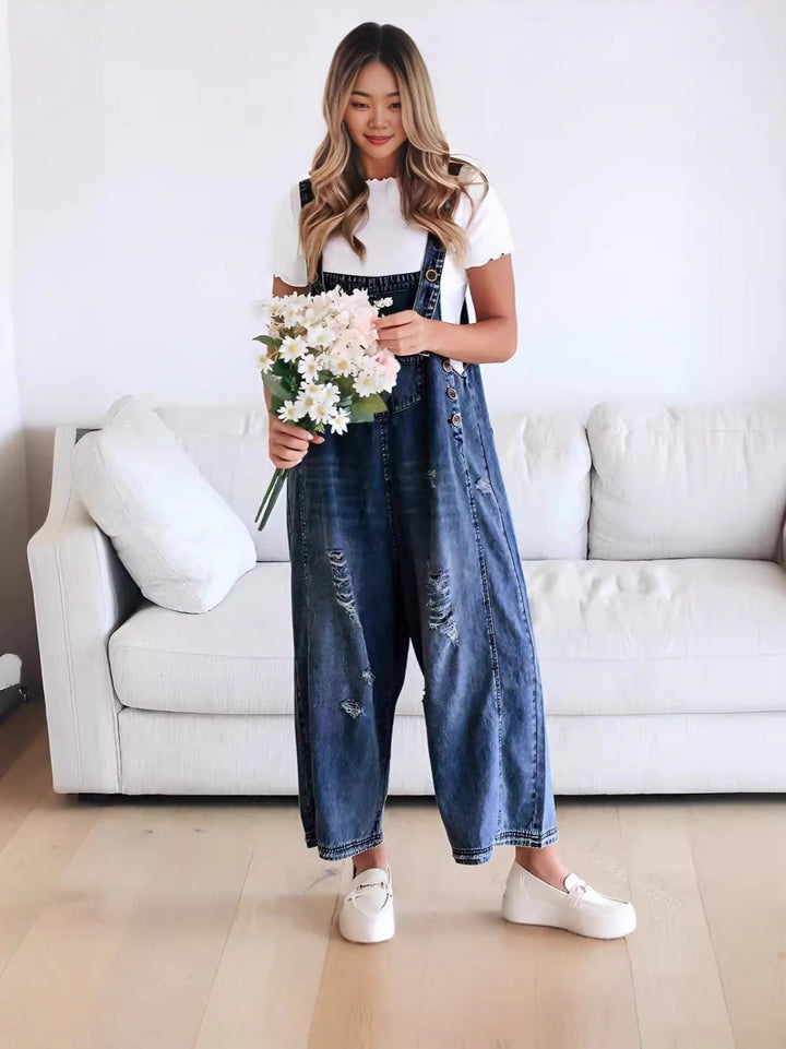 Damen casual denim overalls with trendy destroyed details Mirla-Eva Jonsson