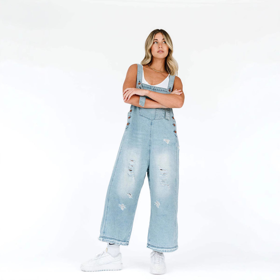 Damen casual denim overalls with trendy destroyed details Mirla-Eva Jonsson