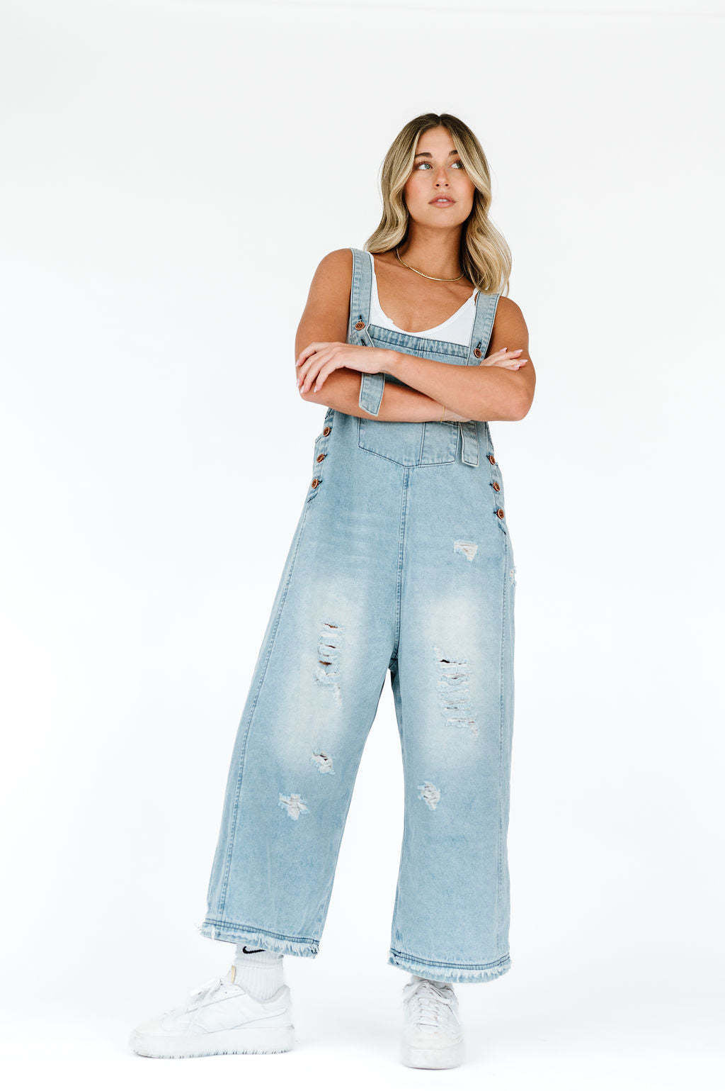 Damen casual denim overalls with trendy destroyed details Mirla-Eva Jonsson