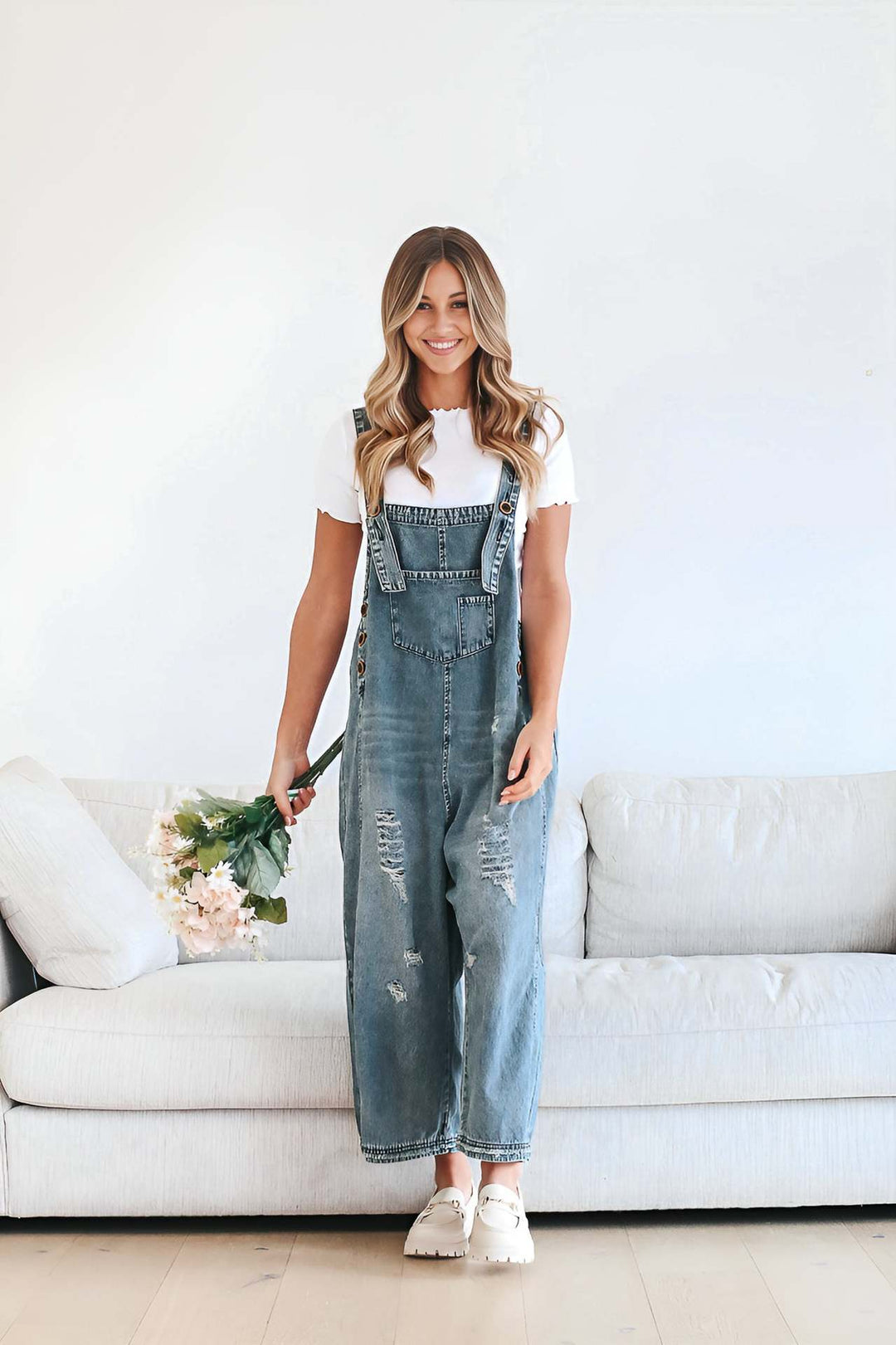 Damen casual denim overalls with trendy destroyed details Mirla-Eva Jonsson