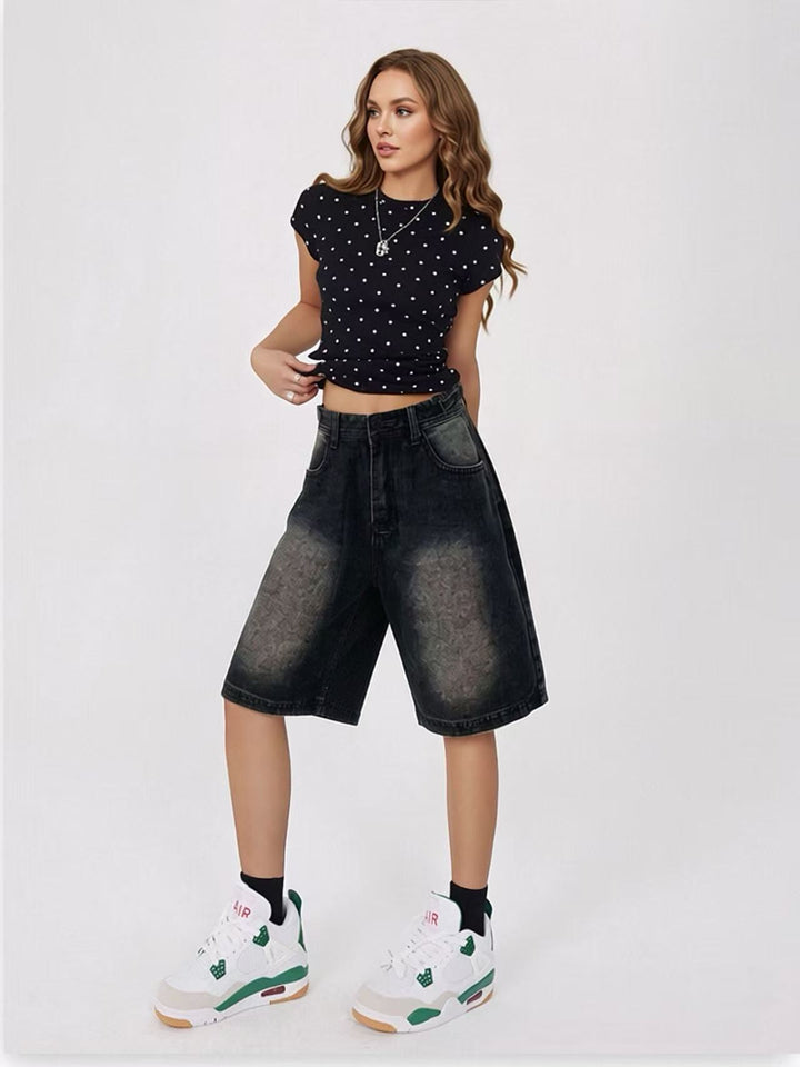 Damen casual denim shorts with high waist and wide fit Mirla-Eva Jonsson