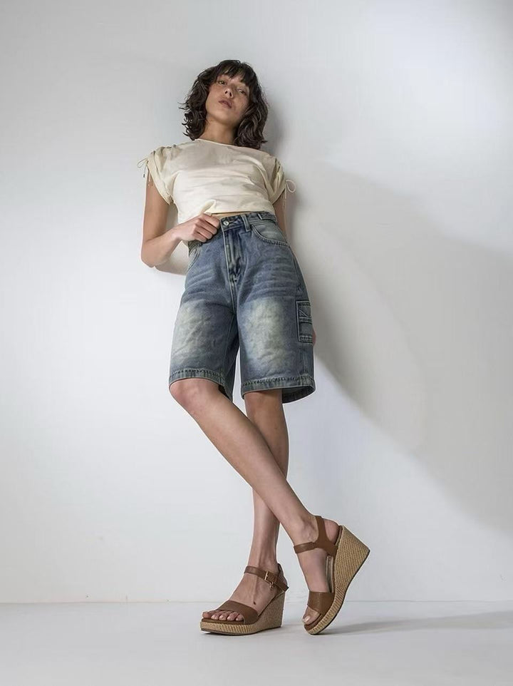 Damen casual denim shorts with high waist and wide fit Mirla-Eva Jonsson