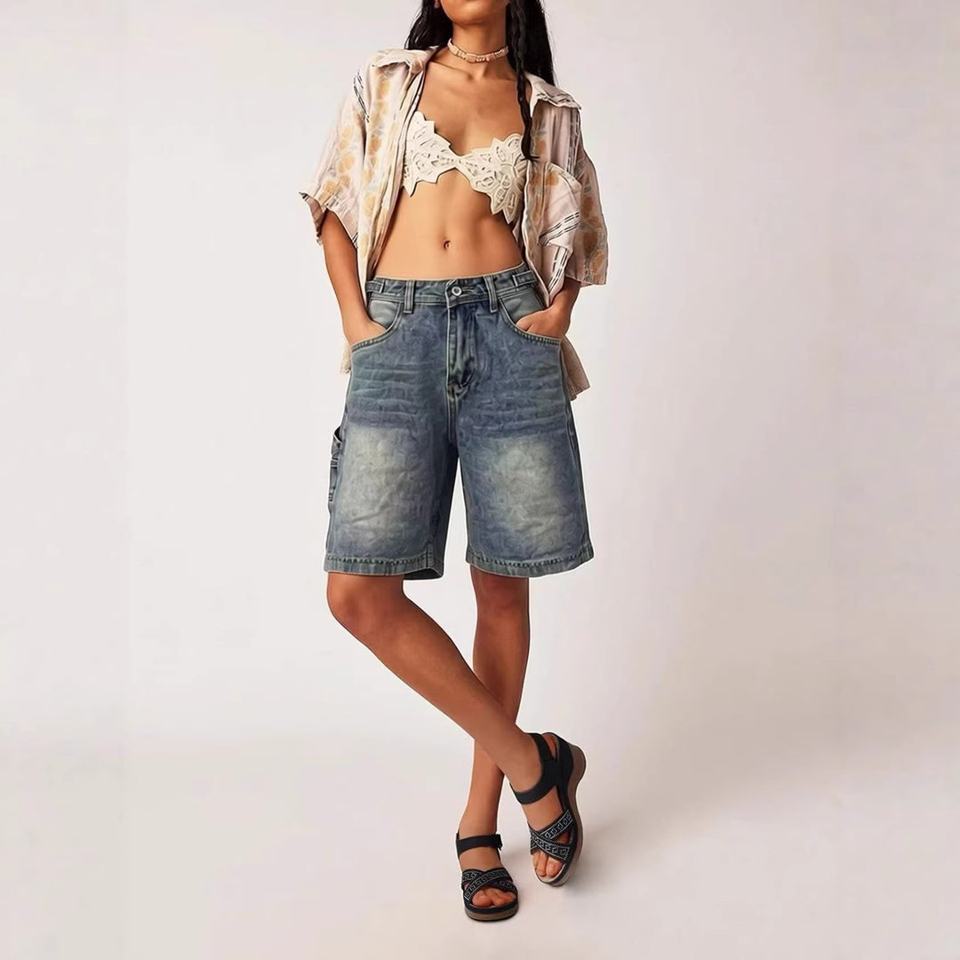 Damen casual denim shorts with high waist and wide fit Mirla-Eva Jonsson