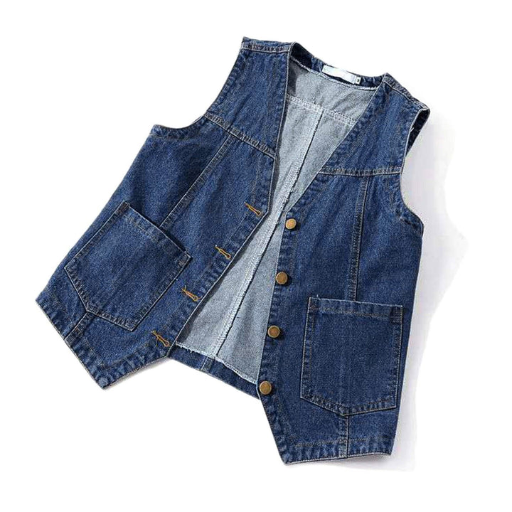 Damen casual denim vest with button details and patch pockets Mirla-Eva Jonsson
