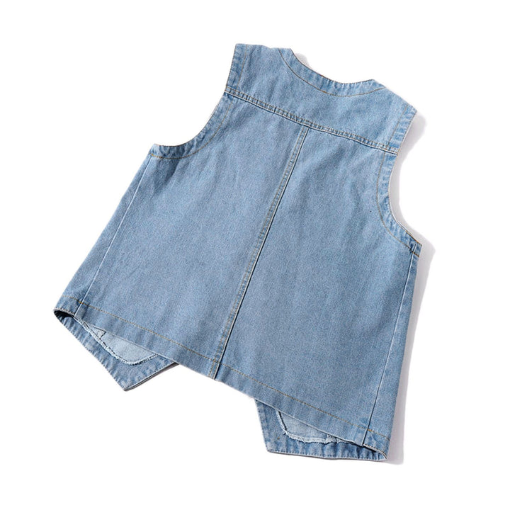 Damen casual denim vest with button details and patch pockets Mirla-Eva Jonsson