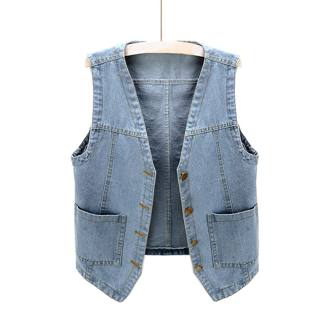 Damen casual denim vest with button details and patch pockets Mirla-Eva Jonsson