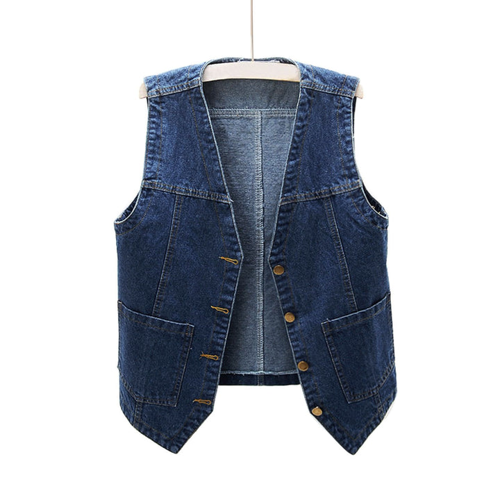 Damen casual denim vest with button details and patch pockets Mirla-Eva Jonsson