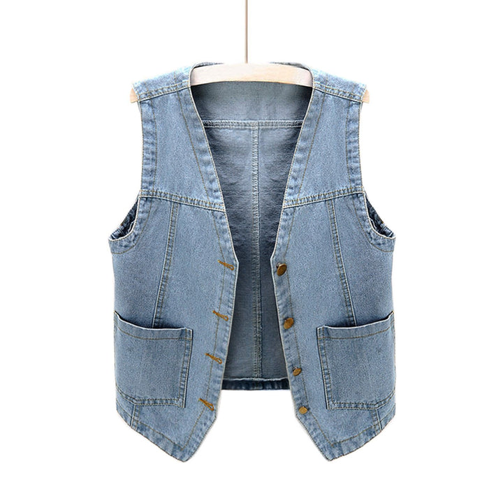 Damen casual denim vest with button details and patch pockets Mirla-Eva Jonsson