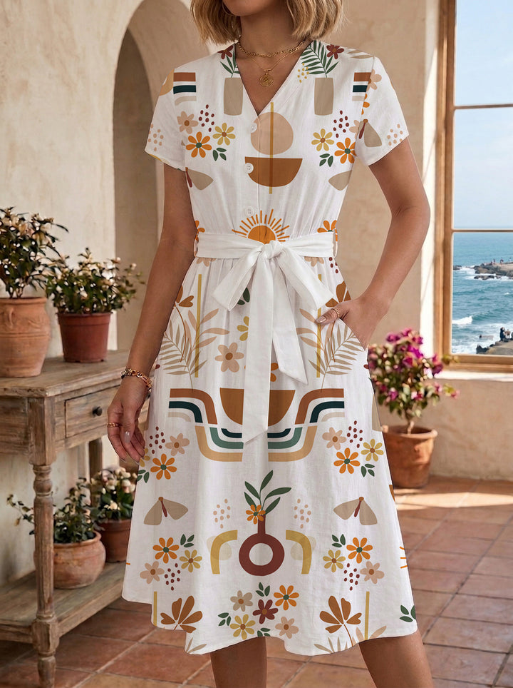 Damen casual dress with modern leopard print and adjustable belt Mirla-Eva Jonsson