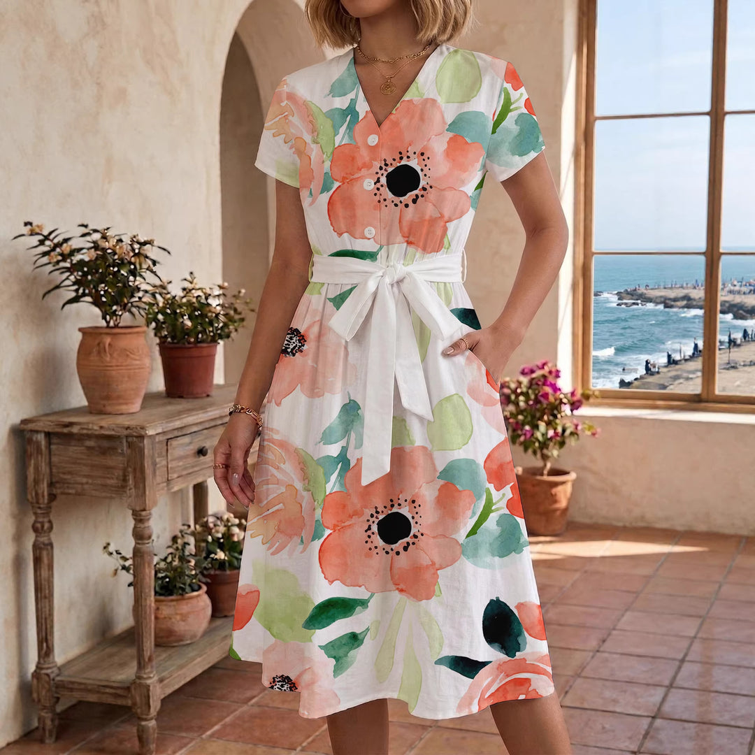 Damen casual dress with modern leopard print and adjustable belt Mirla-Eva Jonsson