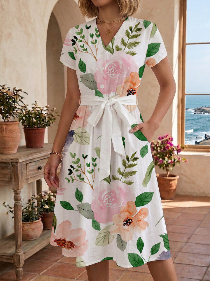 Damen casual dress with modern leopard print and adjustable belt Mirla-Eva Jonsson